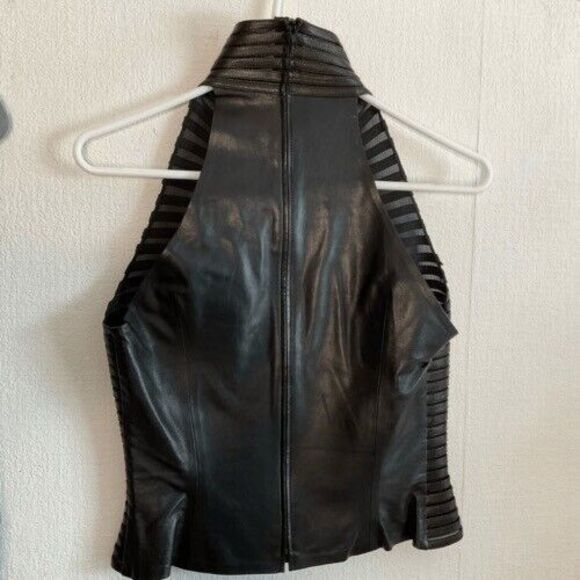 Jitrois Suit Set Massai Leather High Neck Top Pencil Skirt Size Top-42/Skirt-40 - Picture 9 of 16